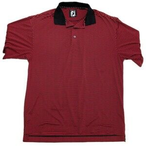 FootJoy Pro Dry Lisle Golf Polo Shirt Polyester Blend Red Stripes Mens Sz Large